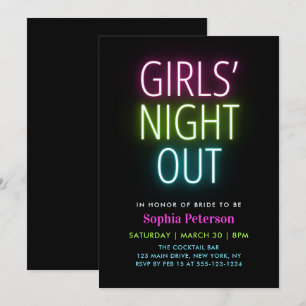 Invitation Neon Lights Girls Night Out Bachelorette Party