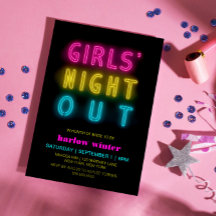 Neon Lights Girls Night Out Bachelorette Party