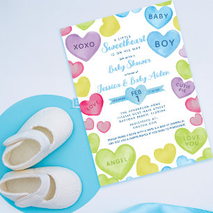 Invitation Neon Little Sweetheart Baby shower de garçon à thè