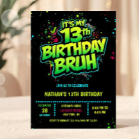 Invitation néon moderne pour garçon de 13 ans