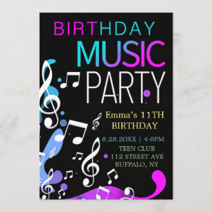 Invitation Neon Music Anniversaire
