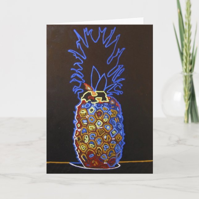 Invitation Neon Pineapple Greeting Card / Invite (Devant)