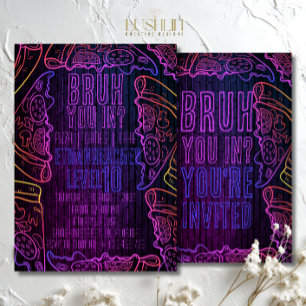Invitation Neon Pizza Anniversaire Fun Glow Party Pizza