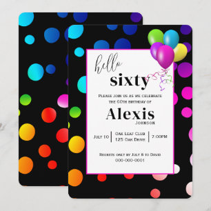 Invitation Neon Pois pour 60ème anniversaire
