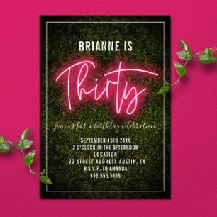 Invitation néon pour 30e anniversaire Thirty