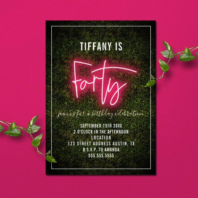 Invitation néon pour 40e anniversaire (Créateur téléchargé)
