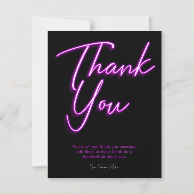 Invitation Neon Purple Merci brillant (Devant)