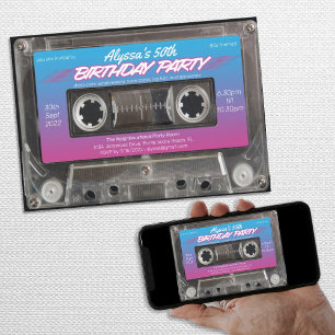 Invitation Neon Retro 80s Cassette 50e Anniversaire