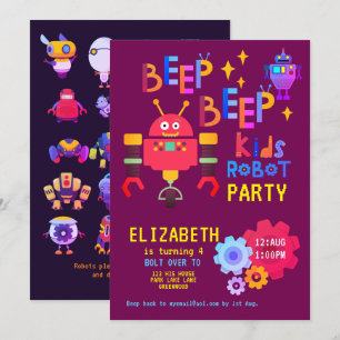 Invitation Neon ROBOT FÊTE Anniversaire de enfant Costume Fil