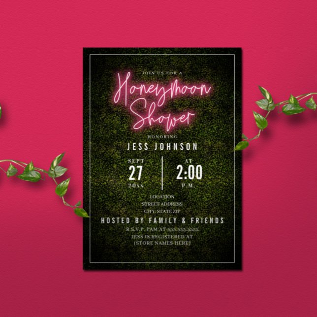 Invitation Neon rose lune de miel douche (Créateur téléchargé)