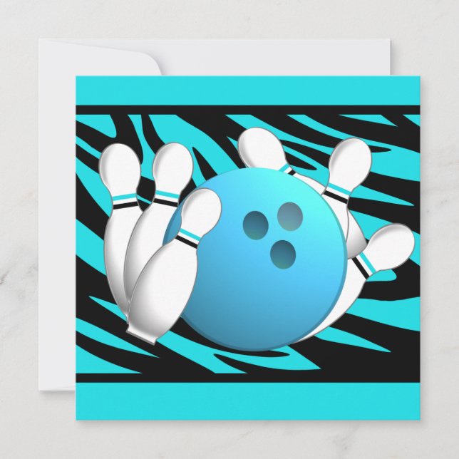 Invitation Neon Zebra Stripe Bowling (Devant)