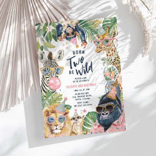Invitation Nés pour être Sauvages Animaux de Safari Fête d'an