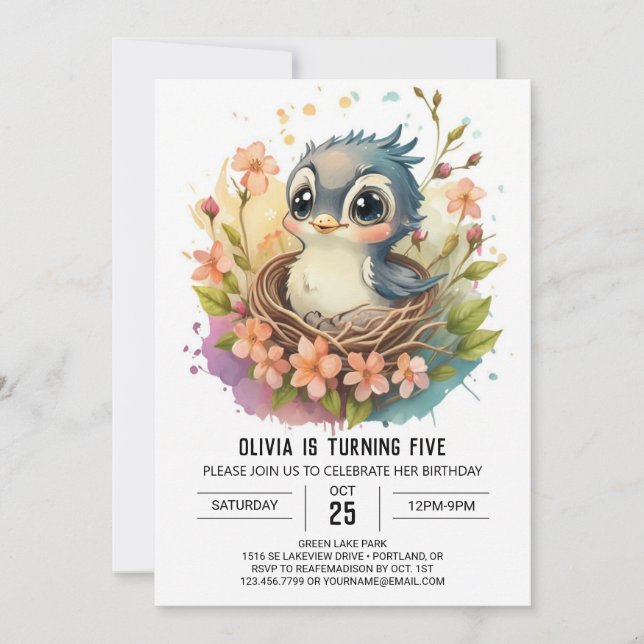 Invitation Nest Colibri Bird Bird Anniversaire (Devant)