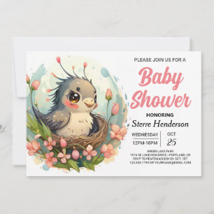 Invitation Nest Elegant Boho Bird Baby shower
