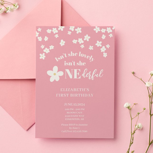 Invitation N'est-elle pas belle marguerite 1er anniversaire m (Créateur téléchargé)