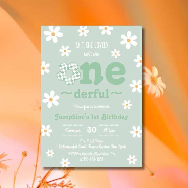 Invitation N'est-elle pas magnifique rétro Sage Floral Annive (Créateur téléchargé)