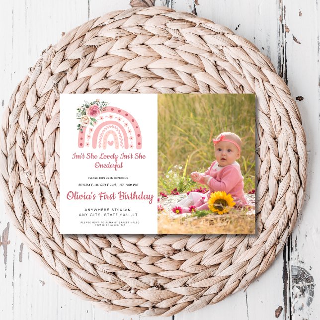 Invitation N'est-elle pas Onederful boho Rainbow photo d'anni (Créateur téléchargé)