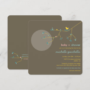 Invitation Nesting Bird Family Tree Simple Chic Baby shower