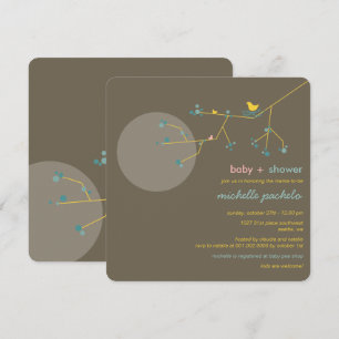 Invitation Nesting Bird Family Tree Simple Chic Baby shower