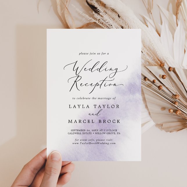 Invitation Nettoyage aquarelle | Accueil Mariage Violet (Créateur téléchargé)