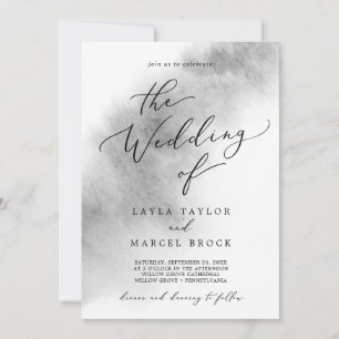 Invitation Nettoyage aquarelle Grey Le Mariage De L'Invitat