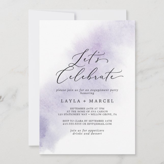 Invitation Nettoyage aquarelle | Purple Fêtons (Devant)
