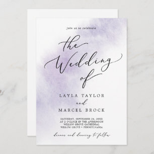 Invitation Nettoyage aquarelle   Purple tout en un Mariage