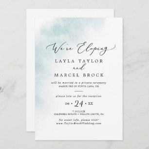 Invitation Nettoyage aquarelle Réception Blue Elopement