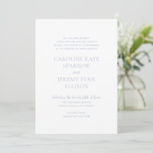 Invitation Nettoyer Dusty Blue QR Code Mariage élégant