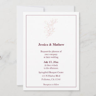 Invitation Nettoyer la feuille blanche et rose simple   Maria