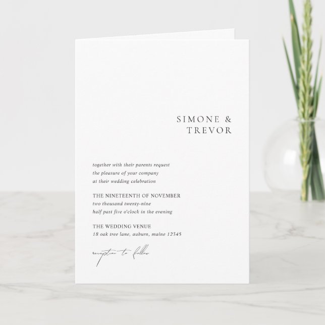 Invitation Nettoyer noir et blanc Mariage moderne (Devant)