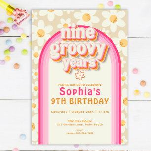 Invitation Neuf Années Super Daisy Rainbow Birthday Invitatia