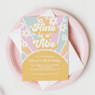 Invitation Neuf est un Vibe Pastel Retro Sunshine daisy