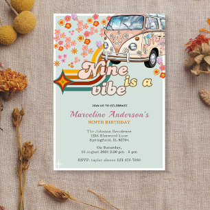Invitation Neuf est Vibe Daisy Van Floral 9e anniversaire