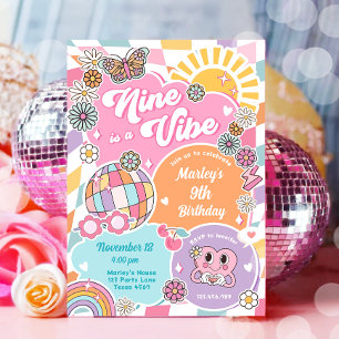 Invitation Neuf est Vibe Retro Preppy Varsity Disco Anniversa