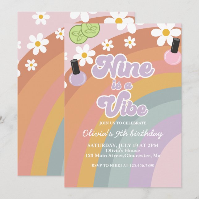 Invitation Neuf est vibe Spa Rainbow 9e anniversaire (Devant / Derrière)