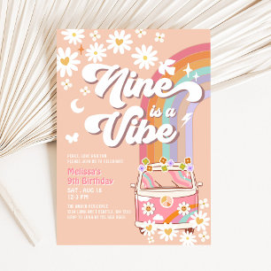 Invitation Neuf est Vibe Super Rose Daisy 9e anniversaire