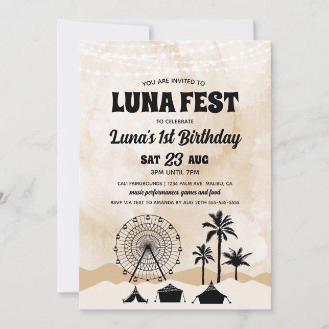 Invitation Neutral Earth Tone Music Festival Anniversaire (Devant)