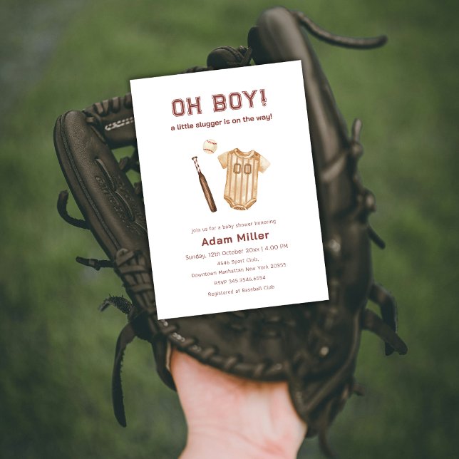 Invitation Neutral Little Slugger Baseball Baby Shower (Neutral Little Slugger Baseball Baby Shower Invitation)