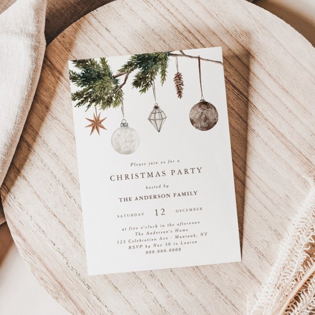 Invitation Neutral Ornaments Christmas Party (Créateur téléchargé)