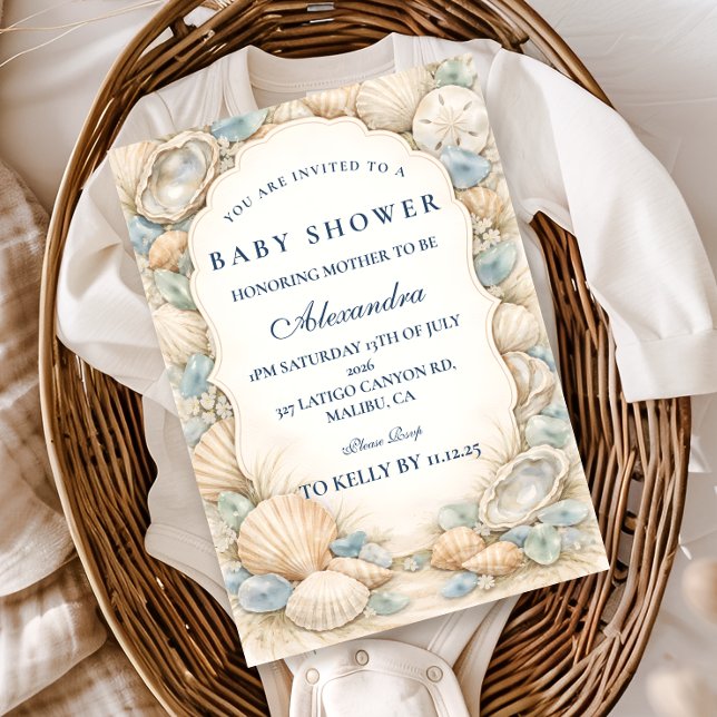 Invitation Neutral Seaside Shells Baby Shower (Créateur téléchargé)
