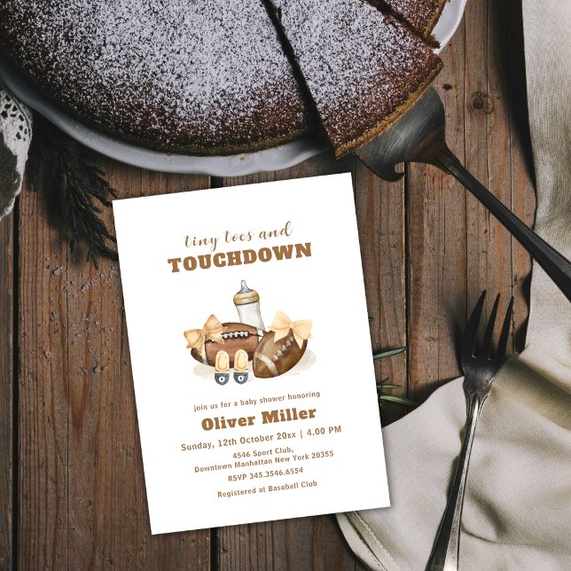 Invitation Neutral Touchdown Bow Football Bottle Baby Shower (Neutral Touchdown Bow Football Bottle Baby Shower Invitation)