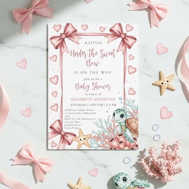 Invitation Neutral under the sea bow sweetheart baby shower (Créateur téléchargé)