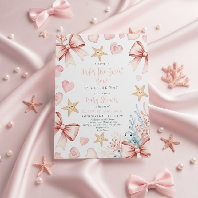 Invitation Neutral under the sea bow sweetheart baby shower (Créateur téléchargé)