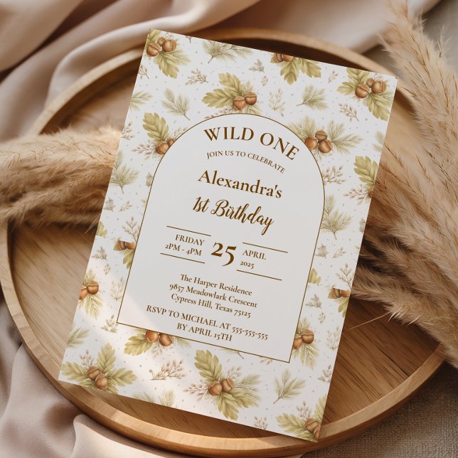 Invitation Neutral Woodland Wild One Birthday (Créateur téléchargé)