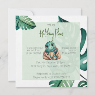 Invitation neutre baby shower Dinosaur