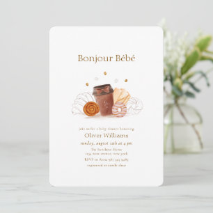 Invitation Neutre Bonjour Bébé Café Brunch Baby shower