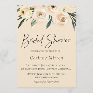 Invitation Neutre Champagne Floral Bridal