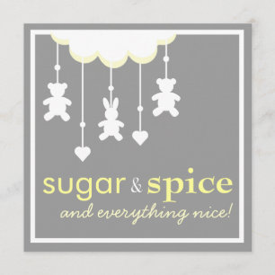 Invitation neutre de baby shower de sucre et