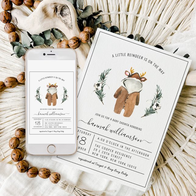 Invitation Neutre entre les sexes | Baby shower de Noël des r (Créateur téléchargé)